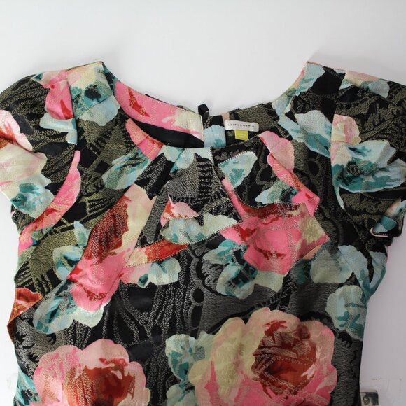 ANTHROPOLOGIE Leifsdottir Women’s Silk Blend Roses Brocade Blouse Top size 0 - Picture 4 of 9